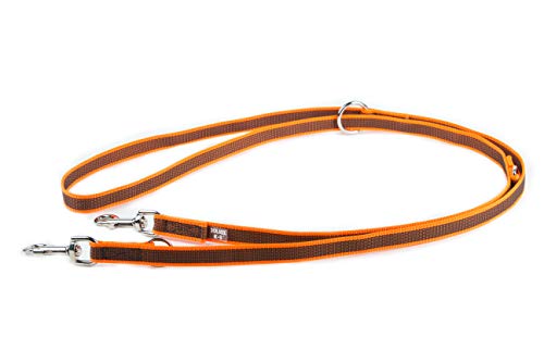 IDC Color & Gray verstellbare Leine mit Doppelkarabiner, 20 mm x 2,2 m, Orange-Grau