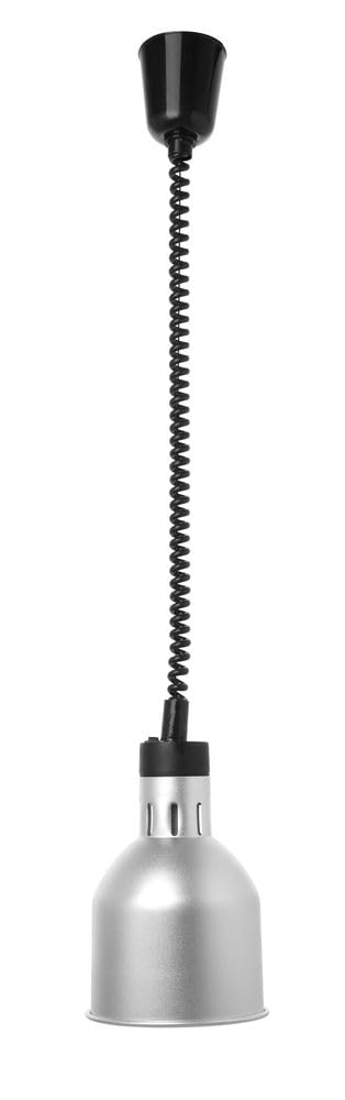 HENDI Lampada termica regolabile in altezza, cilindrica, lampada da cucina per riscaldare gli alimenti, lampada a infrarossi, 230V, 250W, ø175x(H)250mm, alluminio argento