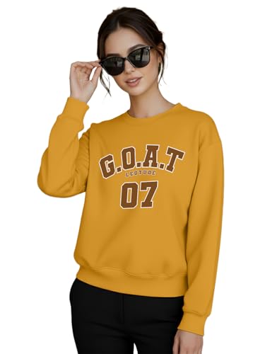 Image of LEOTUDE Women's Loopknit Boyfriend /Loose Fit Round Neck Sweatshirt (Color Black)