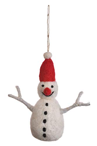 De Kulture Handmade Premium Wool Felt Elf Christmas Snowman Eco Friendly Needle Felted Christmas Xmas Tree Decoration Stuffed Ornament for Home Office Party Holiday Décor, 5X1.5X5 (LWH) Inches