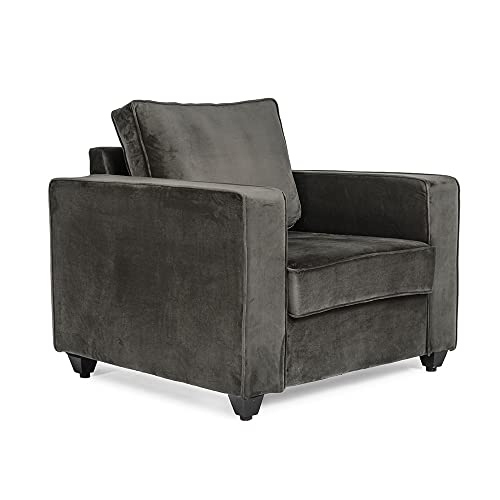 Image of Wakefit Sofa Set | 3 Year Warranty | Sofa 1 Seater, 1 Seater Sofa for Living Room, Wooden Sofa Set, Sofa Set Single Seater - Napper(Fabric-Velvet : Tuscan Tan)