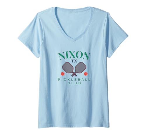 Womens Nixon, TX Pickleball Club Tee for Paddle Players V-Neck T-Shirt