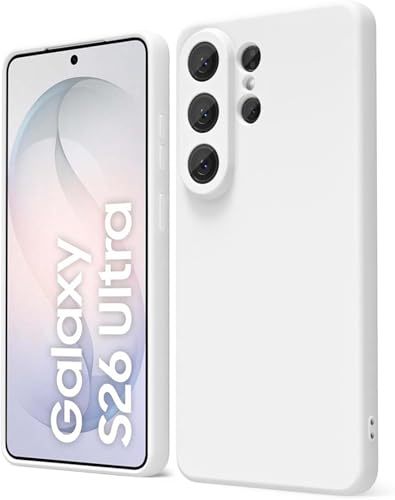 Image of DIZORO Microfiber Candy Case Compatible with Samsung S26 Ultra 5g Smooth Touch Cushion Liquid Soft Silicone Gel Rubber Phone Cases Non-Slip Full Body Protective Shockproof Back Cover (White)