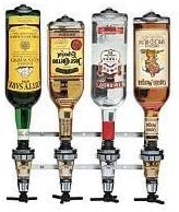 4 Bottle Wall Bar with 1-1/4 oz. Eclipse Chrome Shot Measurers | Liquor Dispensers
