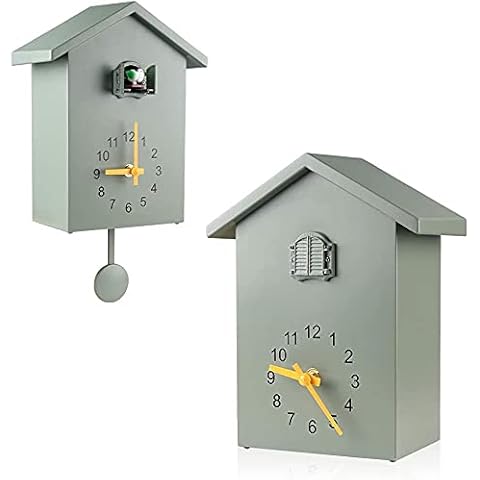jinshang MVKV Kuckucksuhr Kuckucksuhr Wanduhr Natürliche Vogelstimmen oder Kuckuckruf Design Uhr Pendel Vogelhaus Wandkunst Zuhause Wohnzimmer Küche Büro Dekoration Cover