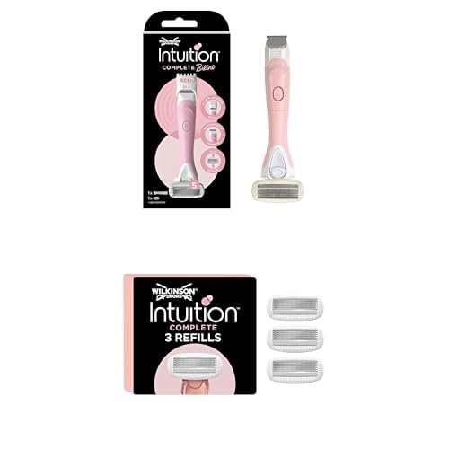 Lot Wilkinson Sword Intuition Complete Bikini – Rasoir & tondeuse 2-en-1 avec 5 lames gel protectrices + 3 recharges Skin Protect pour un rasage du maillot précis et...