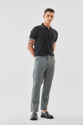 Image of SNITCH Men Trousers | Slim Fit Mid Rise Solid Design | Rayon Blend with Medium Stretch & Smooth Texture | Button & Zip Closure for Casual & Office Wear