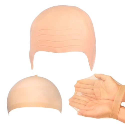 MUNSKT Latex Bald Cap for Adults with Hairnet Bald Head Wig Cap, for Halloween Makeup Cosplay Fancy Dress Cosplay