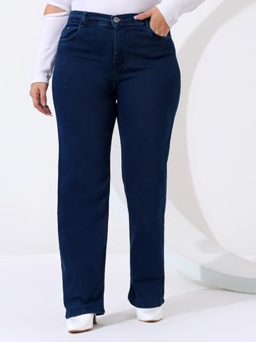 Image of Nifty Women's High Rise Denim Stretchable Straight Fit Plus Size Jeans