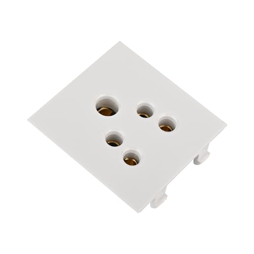 Image of Modular 5 Pin Universal Socket | 6A White | Compatible with Multi-Plug Connections | Electrical Switchboard Socket for Home, Office & Commercial Use (Pack of 5 Switch)
