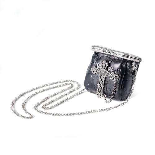 Mini Purse,Chain Gothic Tiny Bag, Micro Coin Wallet for Women,Kiss Lock Leather Crossbody Bag - Main Image