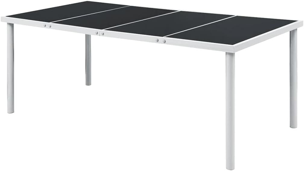 Metal Patio Dining Table Black Rectangular Outdoor Table, Weather-Resistant Table for Lawn Backyard Garden Patio Table 74.8"x35.4"x29.1" Black Steel