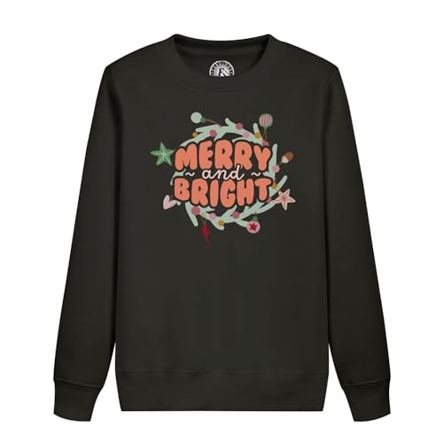 Cadeau Père Noël sweatshirt enfant Merry and Bright pour des fêtes magiques