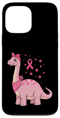 Pink Ribbon Cartoon Brontosaurus for Breast Cancer Awareness スマホケース iPhone 13 Pro Max 用