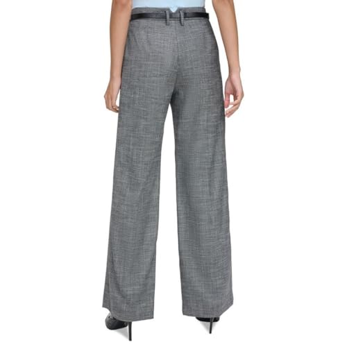 Calvin Klein Womens Heathered Wide Leg Pants Black 42