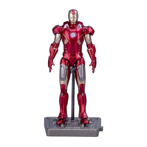Image of ZD Toys Action Figure Collectible - 4 Inch Iron Man MK7 + Hall of Armor Set, Premium PVC Build Collectible, Interchangeable Accessories, Perfect for Gifting, Ages 15+ Years