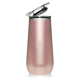 BrüMate 12oz Insulated Champagne Flute With Flip-Top Lid - Made With Vacuum Insulated Stainless Steel (Glitter Rose Gold)