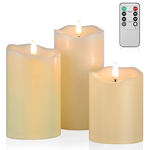 ANGELLOONG Flickering Flameless Candles, Realistic Battery Operated Candles with Remote and Timer,...