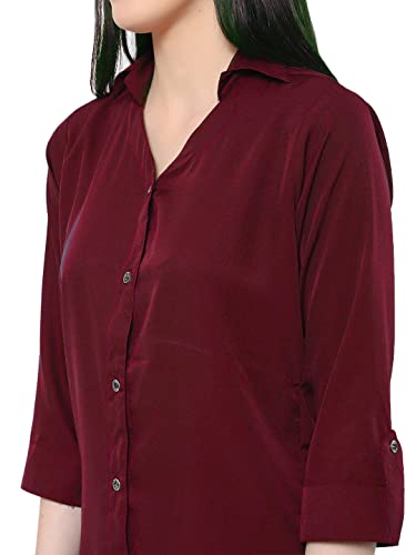 Image of Leriya Fashion Women's Summer Cotton Plain Tops 3 4 Flare Sleeve Tie Knot Loose Casual Tops