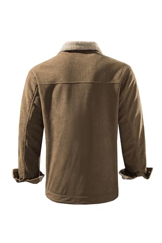 Mr.Stream Men's Lapel Collar Fleece Sherpa Lined Corduroy Vintage Button Jacket Coats3