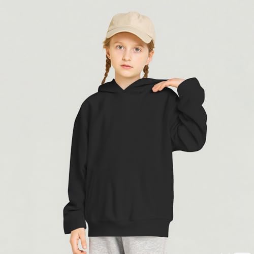 Kids' Casual Oversized Hooded Sweatshirts v Neck Essential Hoodie Girls Boys Solid Color Long Sleeve Size 4-114
