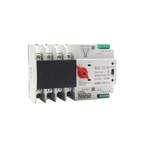 ATS Dual Power Automatic Transfer Electrical Selector Switches Uninterrupted 4P 63A 100A for City and Generator Power Din Rail(50A)