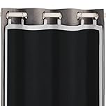 Melodieux Blackout Lining for Eyelet Curtains - 3 Pass Thermal Linings, 2 Pack (Black, 90''W x 72''L), Blackout Thermal Curtain Lining Readymade To Fit Curtains