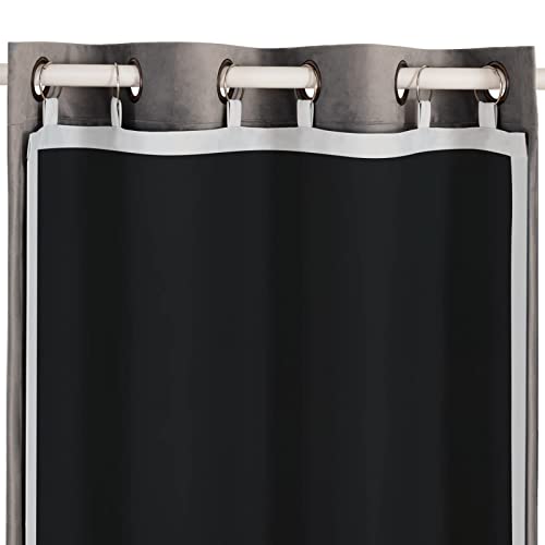 Melodieux Blackout Lining for Eyelet Curtains - 3 Pass Thermal Linings 2 Pack (Black 46W x 54L) Grommet Blackout Curtain Lining for Bedroom Living Room Living Room
