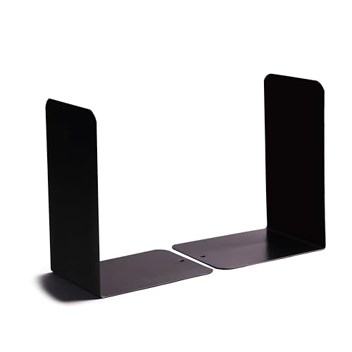 Image of Zepdos Book Stand for Table | Non-Slip L-Shaped Book Ends for Desk & Office | Strong Steel Book Holder for Books, Magazines, Files & Steel Book Stands for Office, Home & Study Table (1 Pair, Black)