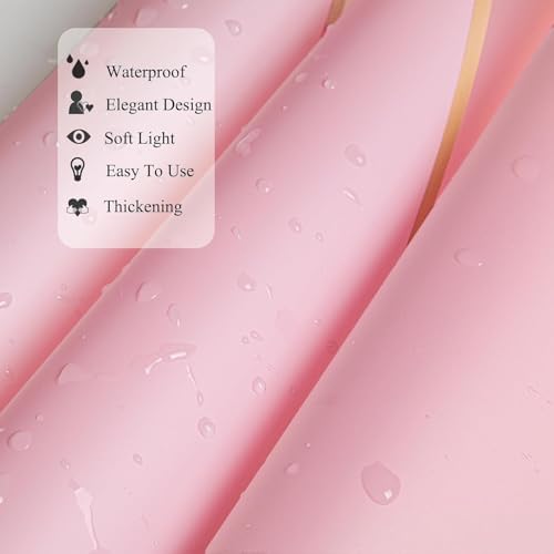 Just Flowers Waterproof Floral Wrapping Paper, Gift Wrapping Paper Roll Sheet, Florist Bouquet Supplies (Rose Pink with Gold Edge, Pack of 10)