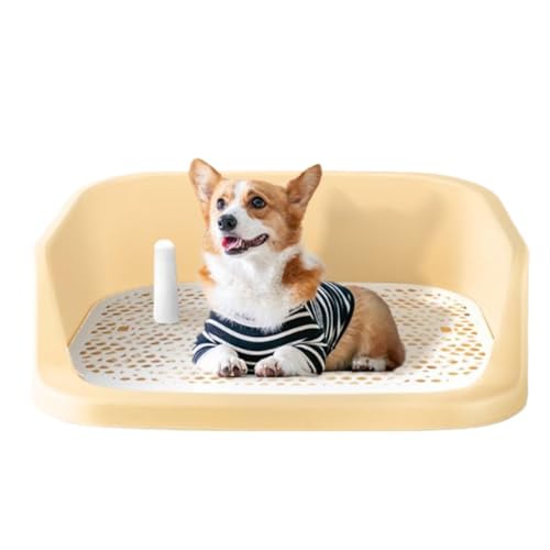 フェンス ペット 犬用トイレ 自動水洗 うんち小便器 ペット グリッド (イエロー)
