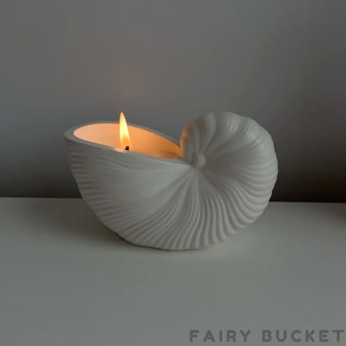 Image of Nautilus Shell Scented Candle 1 Pcs - Aesthetic Seashell Decorative Aroma Candle for Home Decor, Bedroom & Living Room - Luxury Fragrance Candle for Relaxation & Gift (Nautilus Shell)