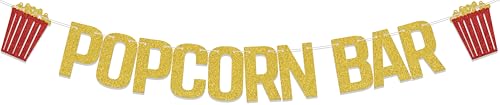 Glitter Popcorn Bar Banner Popcorn Theme Birthday Party Decorations Funny