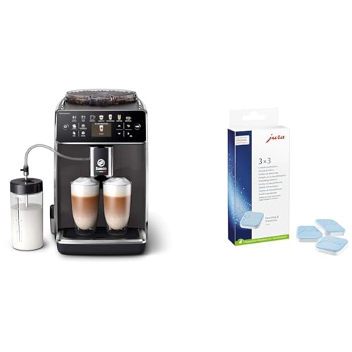 Saeco GranAroma Kaffeevollautomat – 14 Kaffeespezialitäten, Intuitives Farbdisplay & JURA original - Entkalkungstabletten für 3 Entkalkungsvorgänge