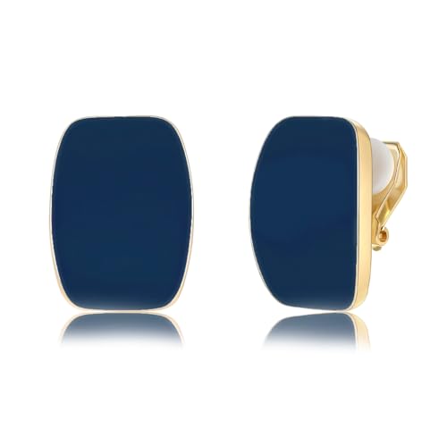 Gold Plated Square Clip On Earrings Hypoallergenic Clip Earring with Rubber Pads Non Pierced Earrings for Women Fashion Jewelry
