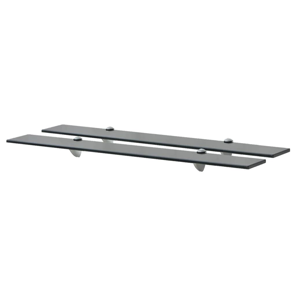 2 estanterías flotantes, 80 x 20 x 0,8 cm, para baño, estantes flotantes, estantes de cristal para sala de estar, baño, estante de pared de cristal, color negro, cristal de seguridad endurecido