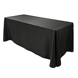 E-TEX Oblong Tablecloth - 90 x 156 Inch - Black Rectangle Table Cloth for 8 Foot Rectangular Table in Washable Polyester