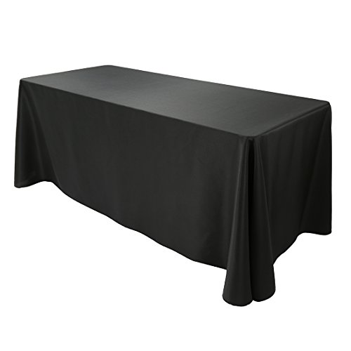 E-TEX Oblong Tablecloth - 90 x 156 Inch - Black Rectangle Table Cloth for 8 Foot Rectangular Table in Washable Polyester
