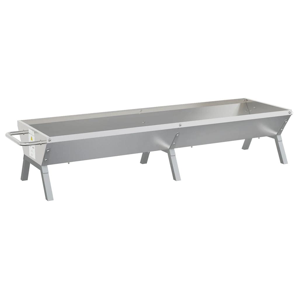 vidaXL Stainless Steel BBQ Tray - 158x42x31 cm Outdoor Grill Drip Pan with Powder-Coated Steel Legs & Side Handles