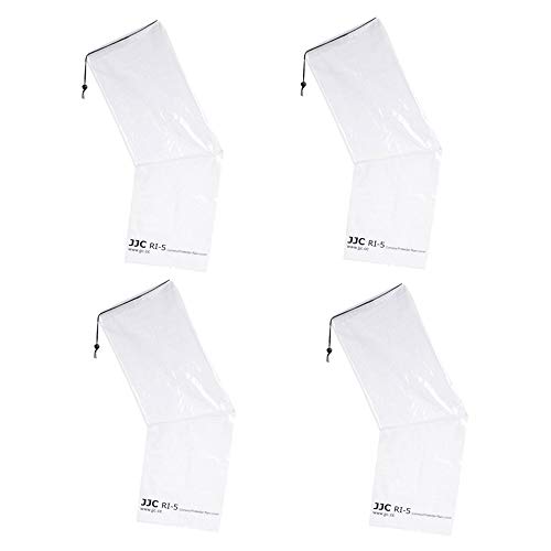 DSLR Camera Rain Cover JJC Rain Coat Sleeve Protector for Canon Nikon Fujifilm Sony Olympus Panasonic Tamron Sigma with a Lens up to 18" PE Material Totally See-Through -4 Pack
