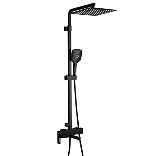 Colonne de douche noire avec jet effet pluie pour des moments de relaxation absolue