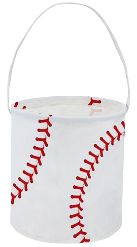 Image of Baseball Easter Bucket Easter Basket for Kids Baby Storage Basket Cute Toy Storage Bin Organizer Shelf Book Basket Easter Room Decor(Baseball)