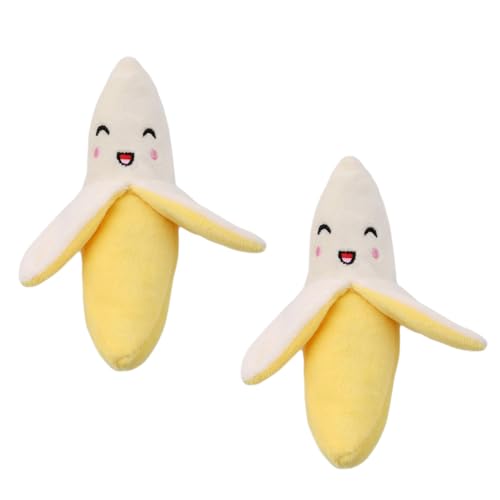 Txuolin Quietschspielzeug für Welpen, Plüsch, Banane, Quietschspielzeug, Gelb, 2 Stück