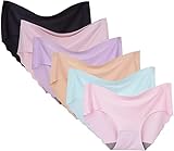 Buankoxy 6 Pack Women's Invisible Seamless Mid-Rise Panties No Show Laser Cut Hipster Brief Underwea