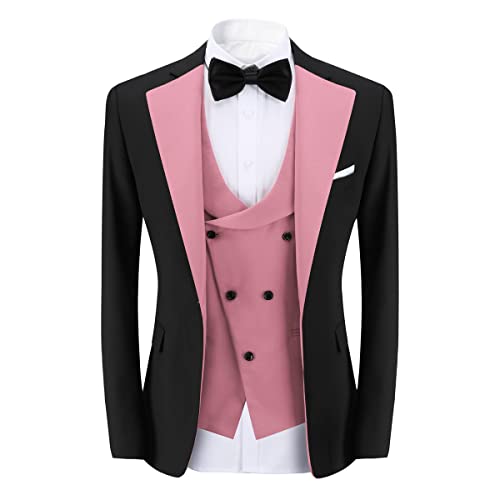 YFFUSHI Men's Slim Fit 3 Piece Suit One Button Blazer Vest Pants Wedding Prom Party Suits Set3