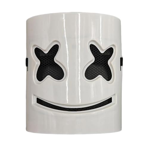 WIdlarms Máscara de plástico para adultos estilo DJ que cubre la mitad de la cara - Máscara de disfraz para Halloween, cosplay y fiestas (blanca)