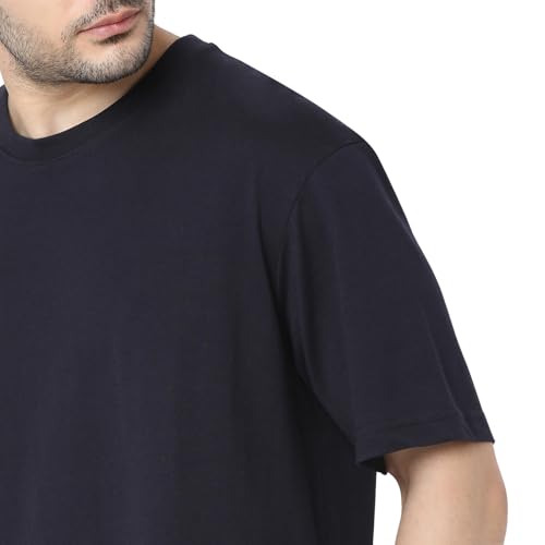 Image of Spykar Men's Oversized Round Neck Half Sleeve Solid Casual T-Shirt