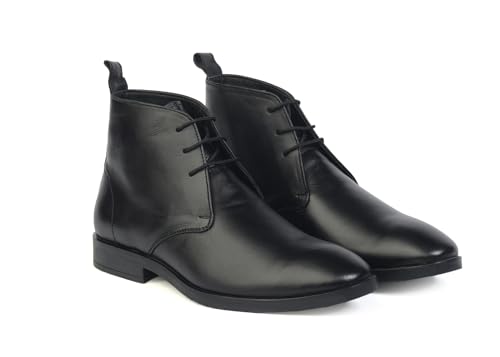 Image of Quadro Men's Italian Leather High Ankle Boots Handcrafted British Style Chukka Boot Shoes for Men