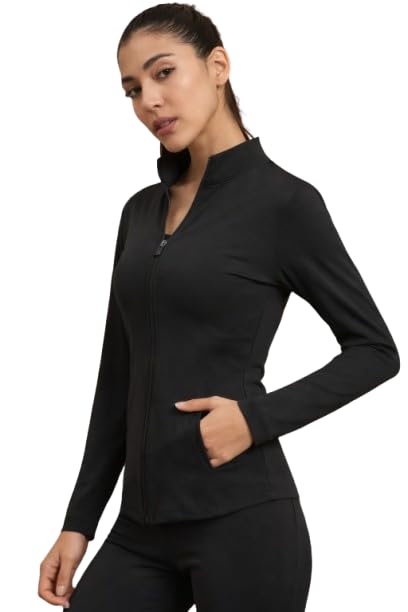 thread monk Women’s Full Sleeve Black Jacket for Girls | Stylish Zip Closure Casual Winter Jacket for Women | Lightweight Fashion Outerwear for Daily Wear-picture-37