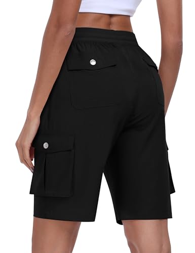 MoFiz Women's 10" Hiking Cargo Shorts Lightweight Quick Dry Outdoor Running Athletic Short Summer Travel Loose 6 Pockets3